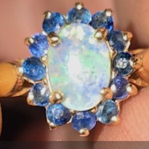 Opal and sapphire engagement ring size 5.5
